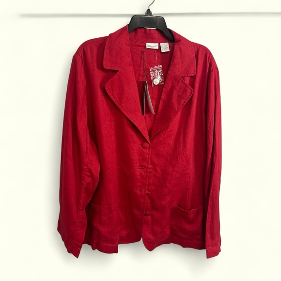 Spiegel New Deadstock red linen 4 button lightweight blazer ladies size 20W plus - Picture 1 of 8